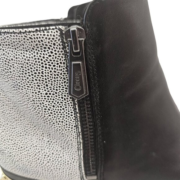 Circus By Sam Edelman Black & White Ankle Boots With Gold Studded Heel - Picture 7 of 12